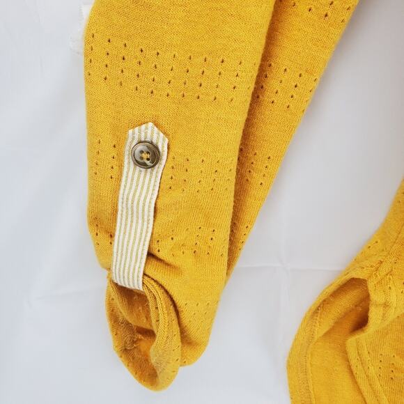 Anthropologie Peasant Knit Top Mustard Yellow Size Small Whimsy Earthy Shirt NWT - Picture 5 of 8